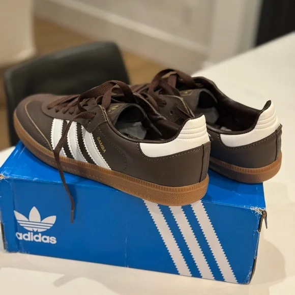 adidas Samba Leather Sneakers - Brown/White - Picture 3 of 5